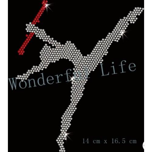 Free shipping Dance Baton Crystal Motif Transfer Rhinestones Design
