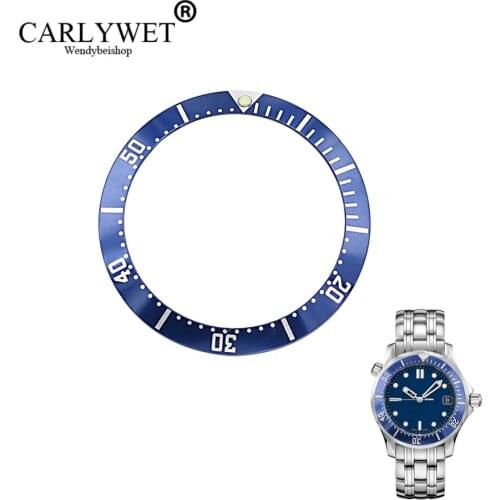 CARLYWET Wholesale High Quality Aluminum Dark blue with White Writing Watch Bezel Insert for Seamaster 2220