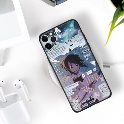 YOUR NAME anime movie girl For IPhone Se 6 6s 7 8 Plus X XR XS 11 12 Mini Pro Max Glass TPU Soft Silicone Phone Case Cover Shell