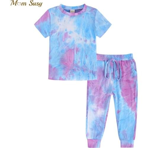 Baby Boy Girl Homewear Sport Set Short Sleeve+Trousers 2PCS Suit Summer Childern Infant Toddler Child Baby Clothes Set 1-8Y