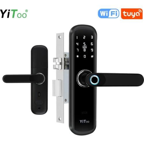 YiToo S3 Smart Fingerprint Door Lock with Wifi Tuya APP Remotely RFID Cards Password Keys Unlock Outdoor Waterproof USB