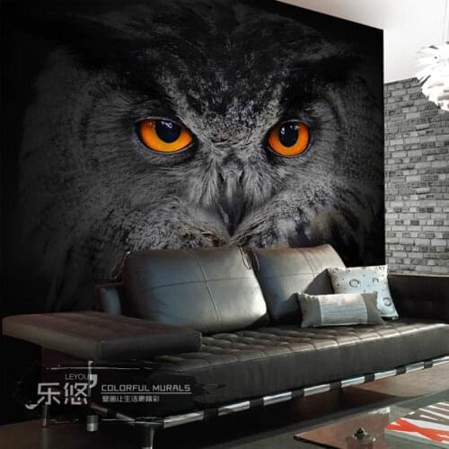 Photo wallpaper 3D stereoscopic custom wallpaper retro bar KTV bedroom TV wall European American owl non-woven wallpaper mural