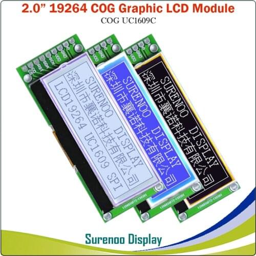 2.0“ 19264 192*64 Graphic Matrix Serial SPI COG LCD Module Display Screen build-in UC1609C Controller in 3.3V