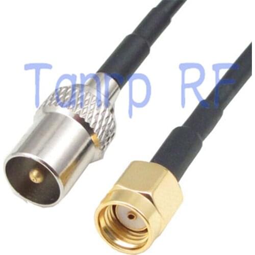 6in TV male plug to RP-SMA male plug RF connector adapter 15CM Pigtail coaxial jumper RG174 extension cord cable