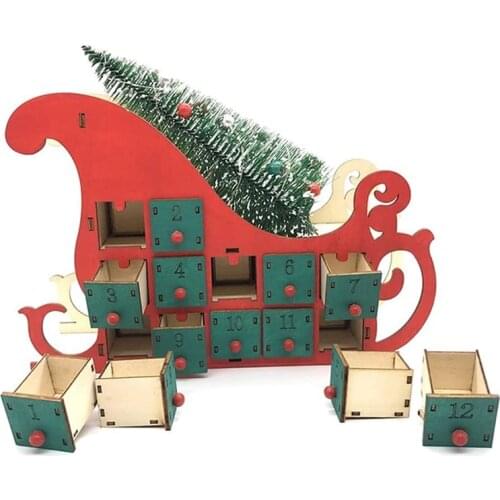 Practical Christmas Countdown Calendar Ornaments Wooden Advent Calendar with 24 Drawers Childrens Christmas Gifts and Decoratio