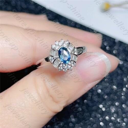 Natural Topaz Silver Ringss 925 Sterling Silver Ring Fine Jewelry Gift For Women Lady Girls