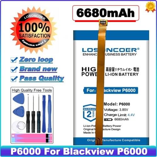 0 Cycle 100% New P6000 6680mAh Replacement li-ion Battery For Blackview P6000 Smart Phone Batteries Free tools