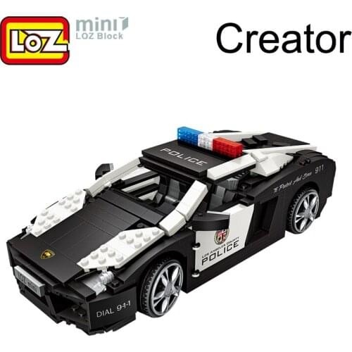 LOZ Police Car Model Black Sports Car For Children Building Blocks 1005pcs Black and White 1113