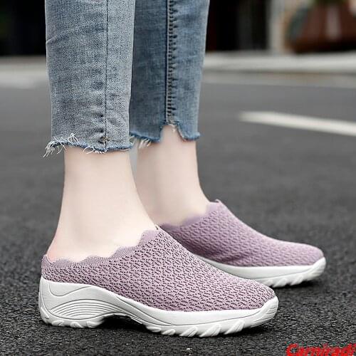 Fashion Flying Weave Height Increase Casual Shoes Women Slip-on Summer big size 42 Mother Sneakers Ladies Non-slip Walking Shoes