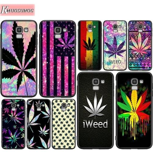 Fashion Kenevir yaprak Cover for Samsung Galaxy J8 J7 Duo J6 J5 Prime J4 Plus J3 J2 Core 2018 2017 2016 Black Phone Case