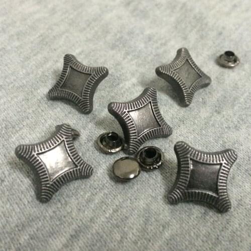 New Coming 50PCS 16MM Antique Silver Tetragon Studs Rivet Punk Studs Spikes Shoes Belt Bag Bracelet Accessories Leather Craft
