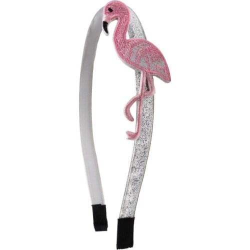 1PC New Flamingo Embroidery Kids Hair Hoop Princess Headwear Girls Hairpins Hair Accessories Children Headbands Baby Hairbands