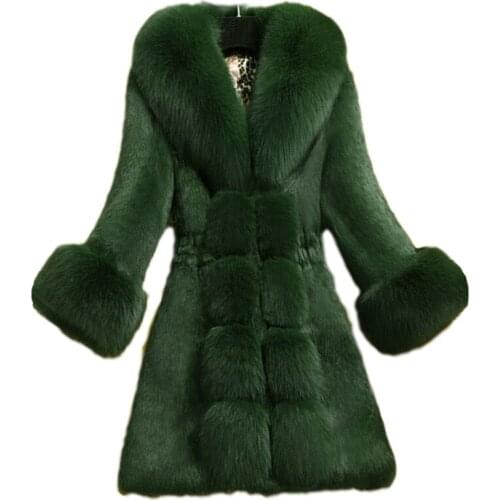 2019 winter new female coats long high quality faux fur coat imitation rabbit fur coat oversized fox fur collar womens clothing