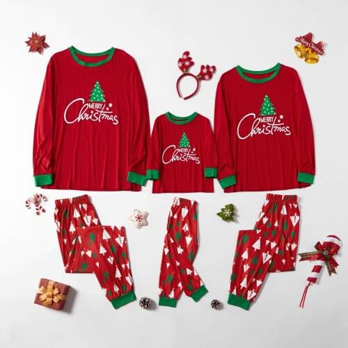 Father Mother Kids Sleepwear Pyjamas Sets Christmas Trees Family Matching Pajamas Outfits Look Mommy and Me Nightwear Clothes