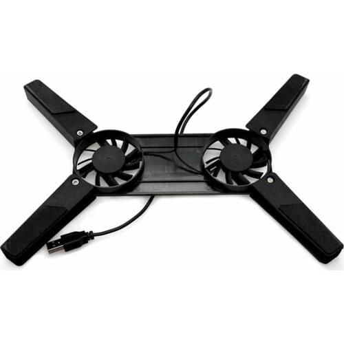 Laptop Desk Support Dual Cooling Fan Notebook Computer Stand Foldable USB Rack Holder Black