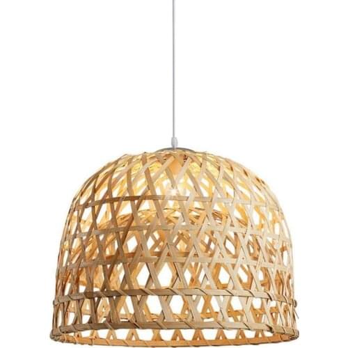 Woven Bamboo Pendant Light,Simple Hand Weaved Pendant Light, Hanging Lamp Rattan Chandelier Pendant Ligh for Dining Room