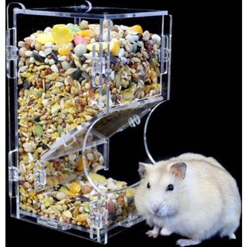 Acrylic Transparent Hamster Feeder Acrylic Hamster Food Dispenser Clear Automatic Pet Feeder Accessories for Cage House