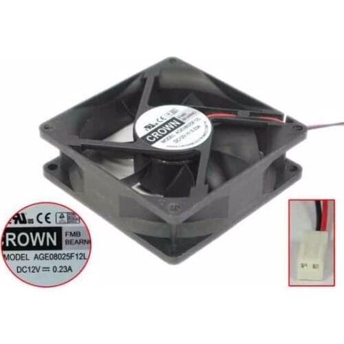 CROWN AGE08025F12L Server Cooling Fan DC 12V 0.23A 80x80x25mm 2-wire