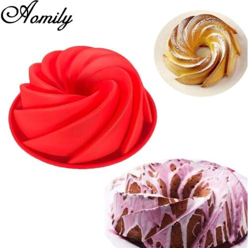 Aomily 25cm Swirl Shaped Silicone Mold Cake Fondant Mousse Mould DIY Chocolate Cookies Baking Pan Tray Bakeware Cake Decorating