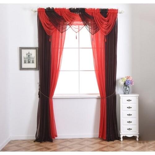 Modern Voile Curtain Panel Swags Yarn Solid Color Light Pelmet Valance Net Curtains Voile Swag Home Wall Decor