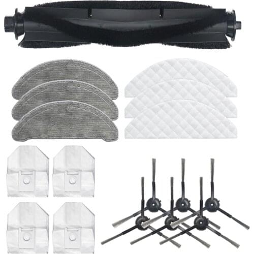 17Pcs for Roidmi EVE Plus Vacuum Cleaner Main Brush Side Brush Dust Bag Mop Cloth Disposable Cloth Replacement Parts