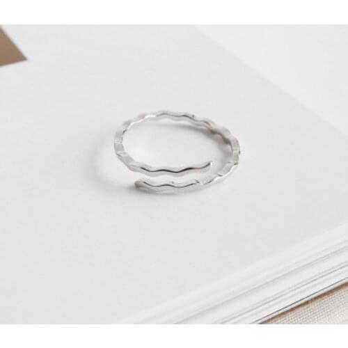 ZEMIOR S925 Sterling Silver Water Ripple Curve-Shape Rings Creative Design Ring For Women Fashion Jewelry Gift Best Selling