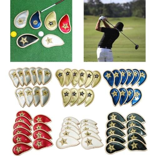 10pcs PU Leather Golf Iron Covers Set Golf Club Head Cover Goft Protection Headcover for Most Irons