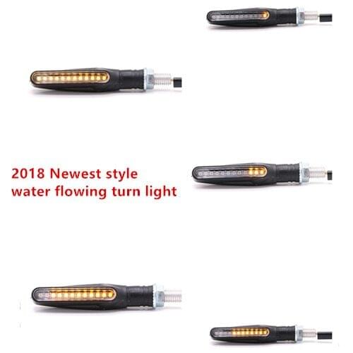 2pcs Universal Flowing Water Flicker Motorcycle LED Turn Signal Indicators Blinkers Flexible Bendable Amber light Lamp Scooter