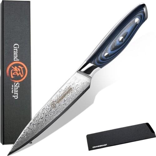 5 Inch Utility Knife 67 Layers Japanese Damascus Stainless Steel VG-10 Cooking Tool Kitchen Damascus Chef Knife Gift GRANDSHARP