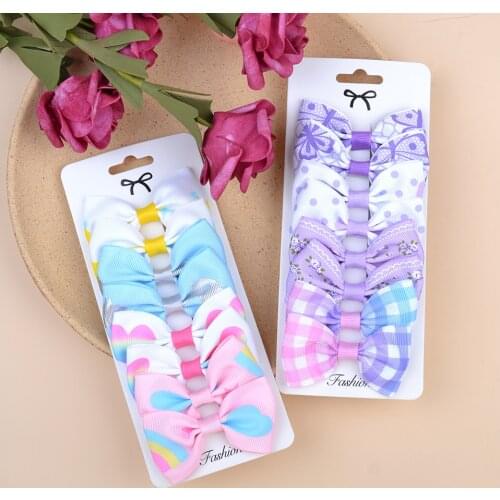 8PCS/Set Cute Ribbon Hair Bows With Clips Barrettes Children Hair Clips For Girls Kids Headwear DIY Hair Accessories Best Gifts