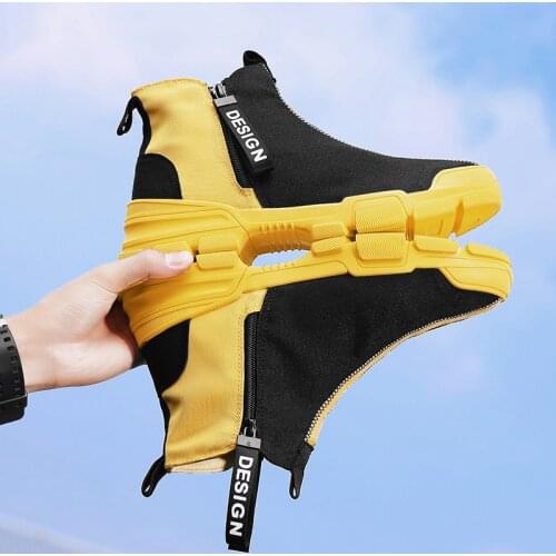 Yellow Shoes Autumn Winter zapatos de hombre botas High Top Style Ankle Shoes Casual Fashion Men Shoes Winter Zip Sneakers Men