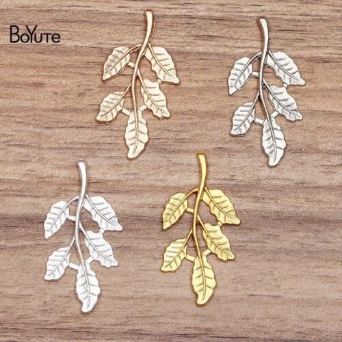 BoYuTe Factory Wholesale (50 Pieces/Lot) 21*41MM Leaf Metal Alloy Materials Diy Hand Made Jewelry Accessories