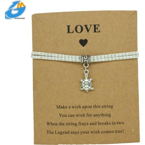 DGW Lucky Sea Turtle Tortoise Charm Bracelet Wristband leather Wish Bracelets for Women Children Gift Pulseras Jewelry freeship