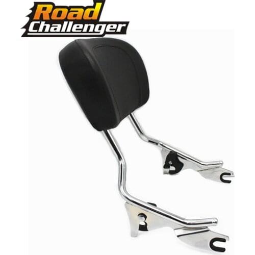 Black/chrome Sissy Bar Upright Passenger Backrest w/ Pad For Harley Touring Street Glide Road Glide 2009-2018