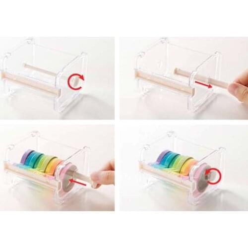 CPDD Desktop Roll Adhesive Tape Dispenser Cutter Storage Rack Holder Transparent Table Desk Organizer Home School Office