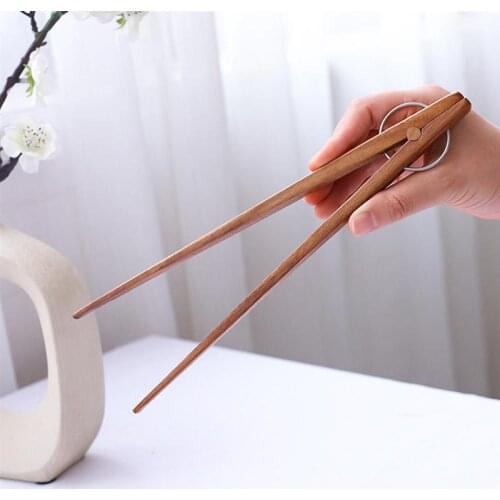 Wooden Food Toast Tongs Kitchen Gadgets BBQ Grilling Tong Salad Bread Serving Tong Dessert Sugar Ice Clip Cooking Baking Tools