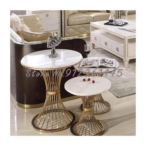 Iron Rock Board Edge Corner Table Living Room Domestic Tea Table Marble Small Round Table Sofa Balcony Small Tea Table Square Ta