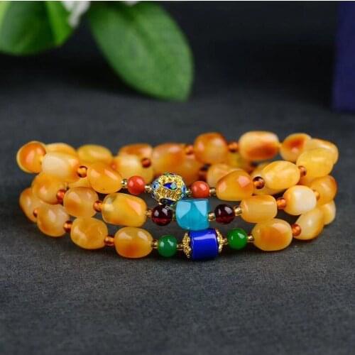 Fanle Xuan natural honey wax with shape multi Circle Bracelet amber original stone bracelet