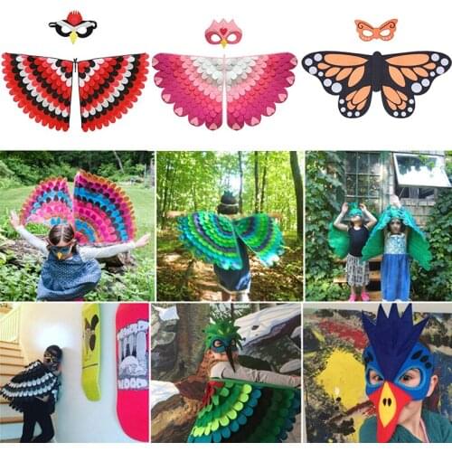 Halloween Felt Decor party Decoration Birthday Party Cosplay Wings Costume Girls Fancy Fairy Costume Butterfly peacock feather
