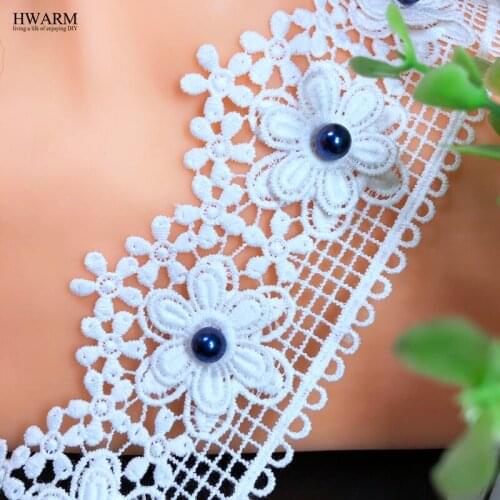 HWARM 10yard 6.3cm 3D Sewing Accessories Lace For Craft Fabric With Beads DIY Wedding Decoration Skirt Clothing Embroidery LACES