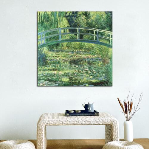 Claude Monet Handmade Oil Painting Reproduction The Japanese Bridge and Water Lily Pond Canvas Wall Art for Home Office Decor
