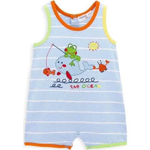 Kavkas Baby Boy Romper Sleeveless Summer Cotton Clothes Newborn 0-6 months Cute Printing Infant Jumpsuit Clothing