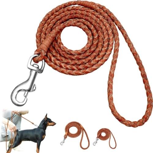 Small Dogs Leash Braided Leather Dog Puppy Leash Rolled Cat Pet Leads 4ft Long for French Bulldog Beagle Walking Training