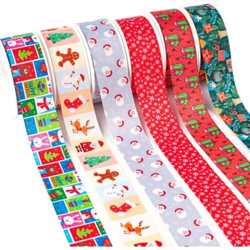 Red Merry Christmas Lovely Printed Grosgrain for Gift Wrapping Wedding Decoration Hair Bows DIY 10 yards