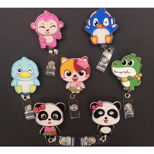 Creative Panda And Monkey Style Retractable Badge Reel For Nurse&Doctor Card Holder Office&Hospital Supplies Boy&Girl Name Card