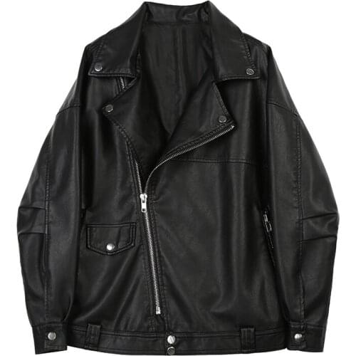 Women Faux Leather Jacket Winter Casual Streetwear Loose Soft Motorcycle Punk Coat Female Zipper Rivet Outerwear
