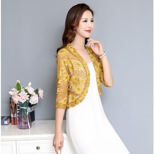 Jacket Women Summer Air Conditioning Sunscreen Shirt Coat Female Solid Color Casual Thin Lace Blouse Top Plus Size 4XL X281