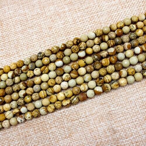Hot Selling wholesale 4mm 6mm 10mm 12mm 14mm Faceted picture stone round loose beads for DIY bracelet necklace