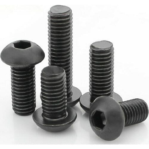 M2 M2.5 M3 M4 M5 M6 M8 M10 Grade 10.9 Alloy Steel Screws Hex Socket Round Head Cap Black Screw Furniture Fastener Bolt