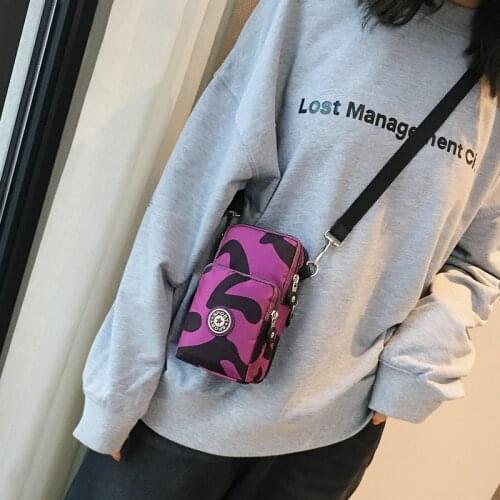 Fashion Lips Flower Printing Nylon Small Flap Bag Women Mini Crossbody Bags Shoulder Hand bag Mobile Phone pouch for Lady Purse